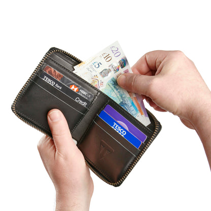 Triumph Cartera de Cuero con Cremallera Cuadrada