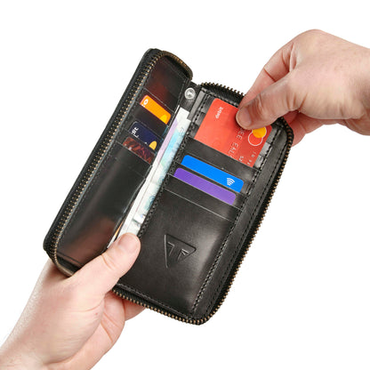 Triumph Cartera de Cuero con Cremallera Larga