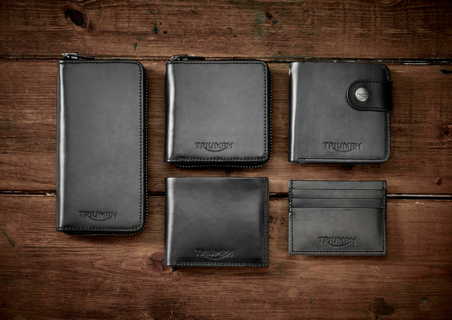 Triumph Cartera de Cuero con Cremallera Larga